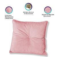 Kit 2 Almofadas Quadradas Tina Com Botão Central 50x50 Cm Veludo 7 Decor Rosa - 3