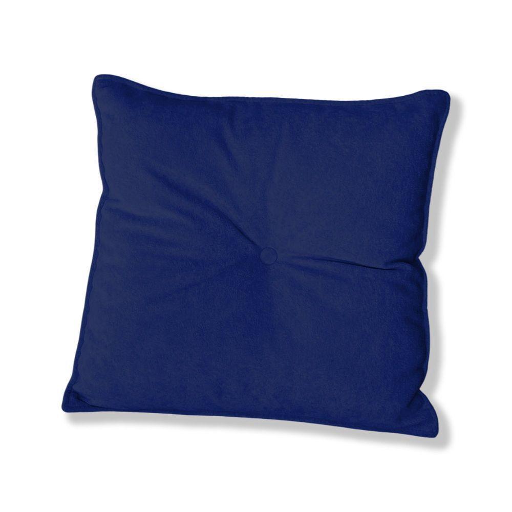 Almofada Quadrada Tina Com Botão Central 50x50 Cm Boucle 7 Decor Azul Marinho - 1