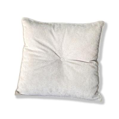 Almofada Quadrada Tina Com Botão Central 50x50 Cm Boucle 7 Decor Bege