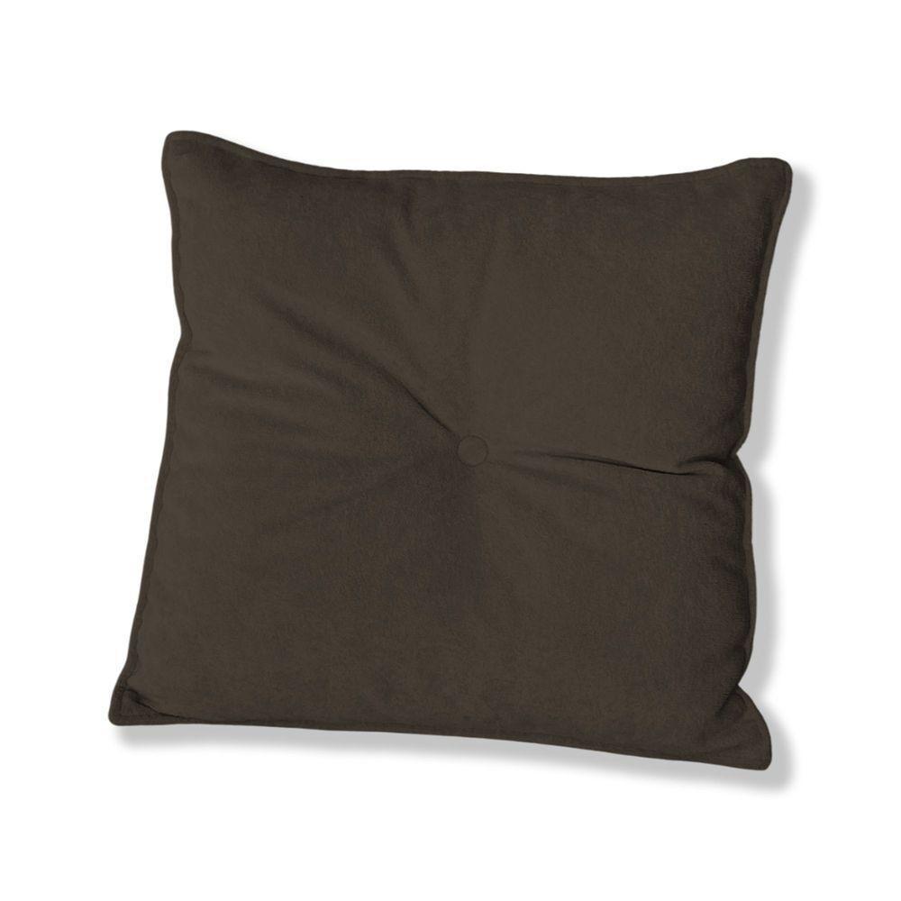 Almofada Quadrada Tina Com Botão Central 50x50 Cm Boucle 7 Decor Marrom - 1