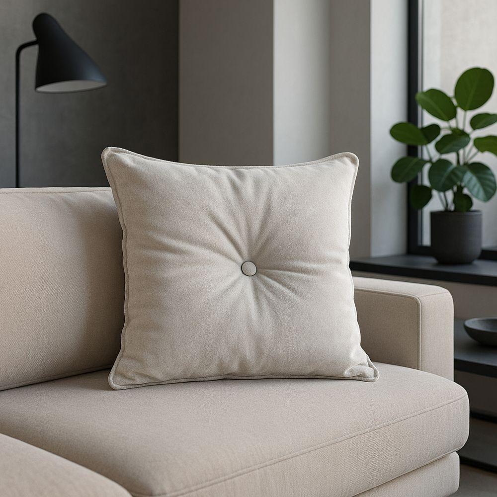 Almofada Quadrada Tina Com Botão Central 50x50 Cm Boucle 7 Decor Marrom - 2