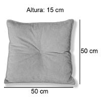 Almofada Quadrada Tina Com Botão Central 50x50 Cm Veludo 7 Decor Prata - 4