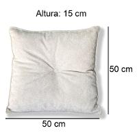 Almofada Quadrada Tina Com Botão Central 50x50 Cm Veludo 7 Decor Bege - 4