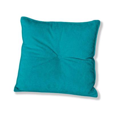 Almofada Quadrada Tina Com Botão Central 50x50 Cm Boucle 7 Decor Azul Turquesa