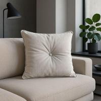 Almofada Quadrada Tina Com Botão Central 50x50 Cm Boucle 7 Decor Cinza Escuro - 2