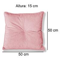 Almofada Quadrada Tina Com Botão Central 50x50 Cm Veludo 7 Decor Rosa - 4