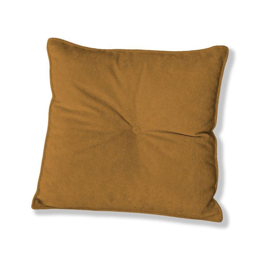 Almofada Quadrada Tina Com Botão Central 50x50 Cm Veludo 7 Decor Terracota - 1