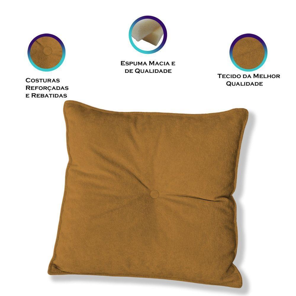 Almofada Quadrada Tina Com Botão Central 50x50 Cm Boucle 7 Decor Terracota - 3