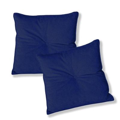Kit 2 Almofadas Quadradas Tina Com Botão Central 50x50 Cm Boucle 7 Decor Azul Marinho