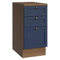 Balcão De Cozinha 40 Cm 3 Gavetas Rustic/azul Vik Madesa Rustic/azul - 1