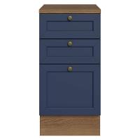 Balcão De Cozinha 40 Cm 3 Gavetas Rustic/azul Vik Madesa Rustic/azul - 3