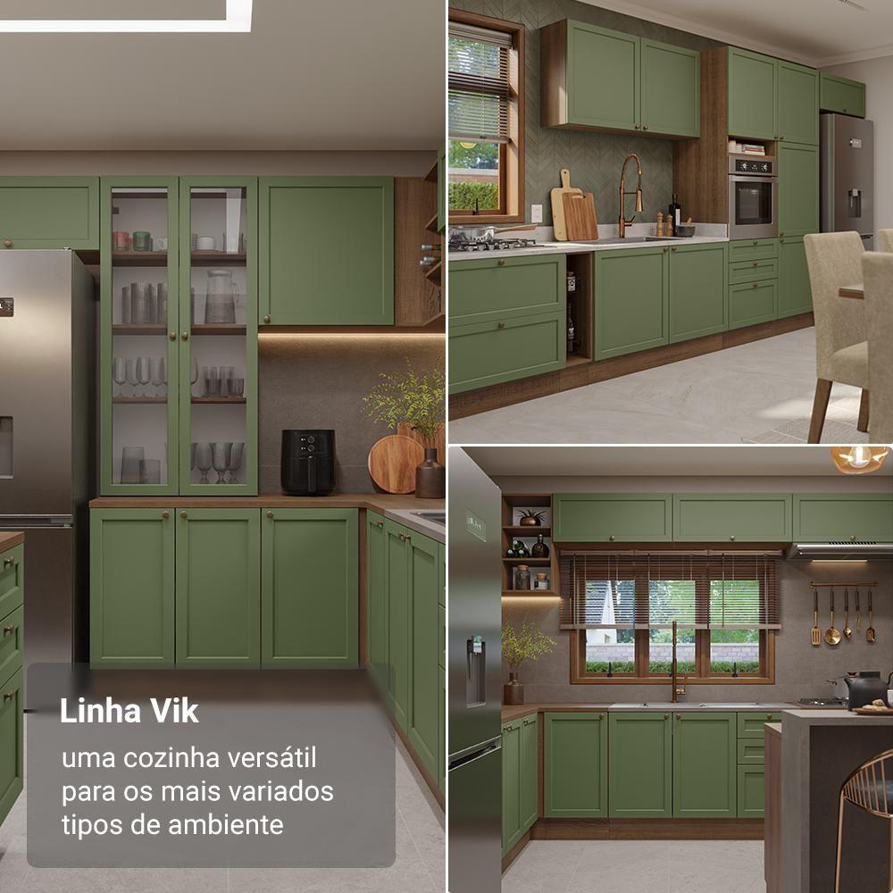 Balcão De Cozinha 35 Cm 1 Porta Rustic/verde Vik Madesa Rustic/verde - 5