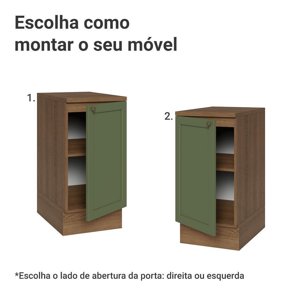 Balcão De Cozinha 40 Cm 1 Porta Rustic/verde Vik Madesa Rustic/verde - 3
