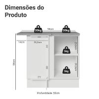 Balcão De Canto 1 Porta Branco/cinza Vik Madesa Branco/cinza - 2