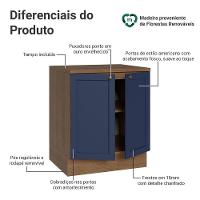 Balcão De Cozinha 70 Cm 2 Portas Rustic/azul Vik Madesa Rustic/azul - 3