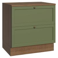 Balcão De Cozinha 80 Cm 2 Gavetas Rustic/verde Vik Madesa Rustic/verde - 1