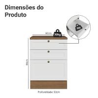 Balcão De Cozinha 60 Cm 3 Gavetas Rustic/branco Vik Madesa Rustic/branco - 6