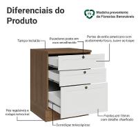 Balcão De Cozinha 60 Cm 3 Gavetas Rustic/branco Vik Madesa Rustic/branco - 7