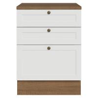 Balcão De Cozinha 60 Cm 3 Gavetas Rustic/branco Vik Madesa Rustic/branco - 8