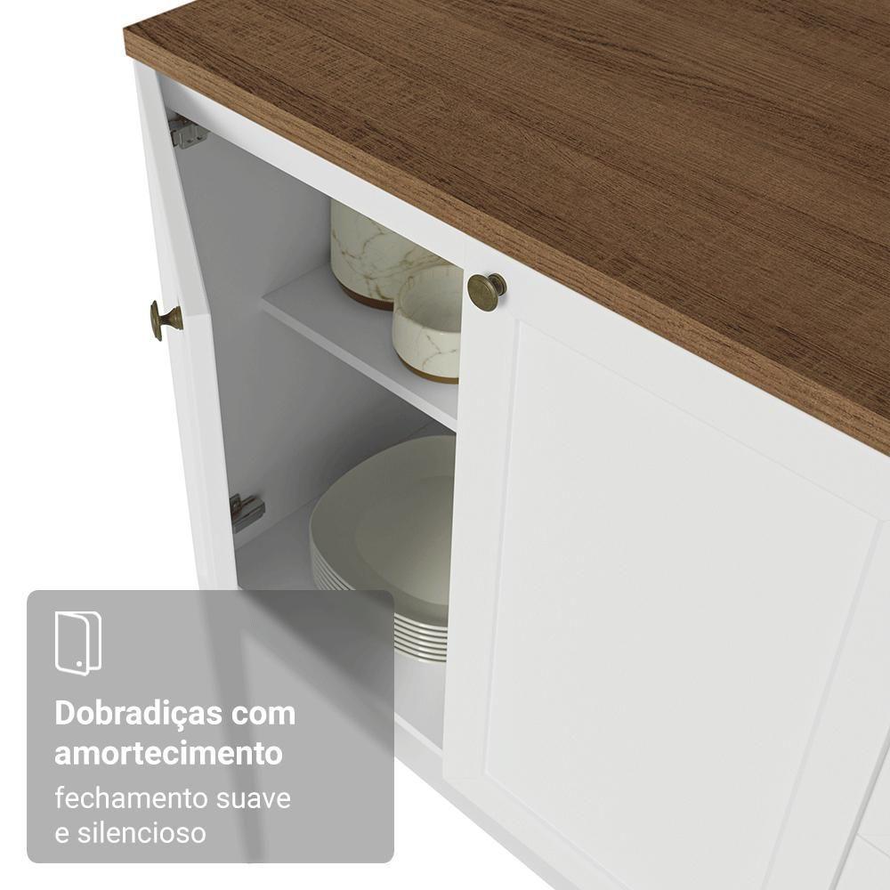 Balcão De Cozinha 120 Cm 2 Portas Branco Tampo Rustic Vik Madesa Branco/rustic - 7