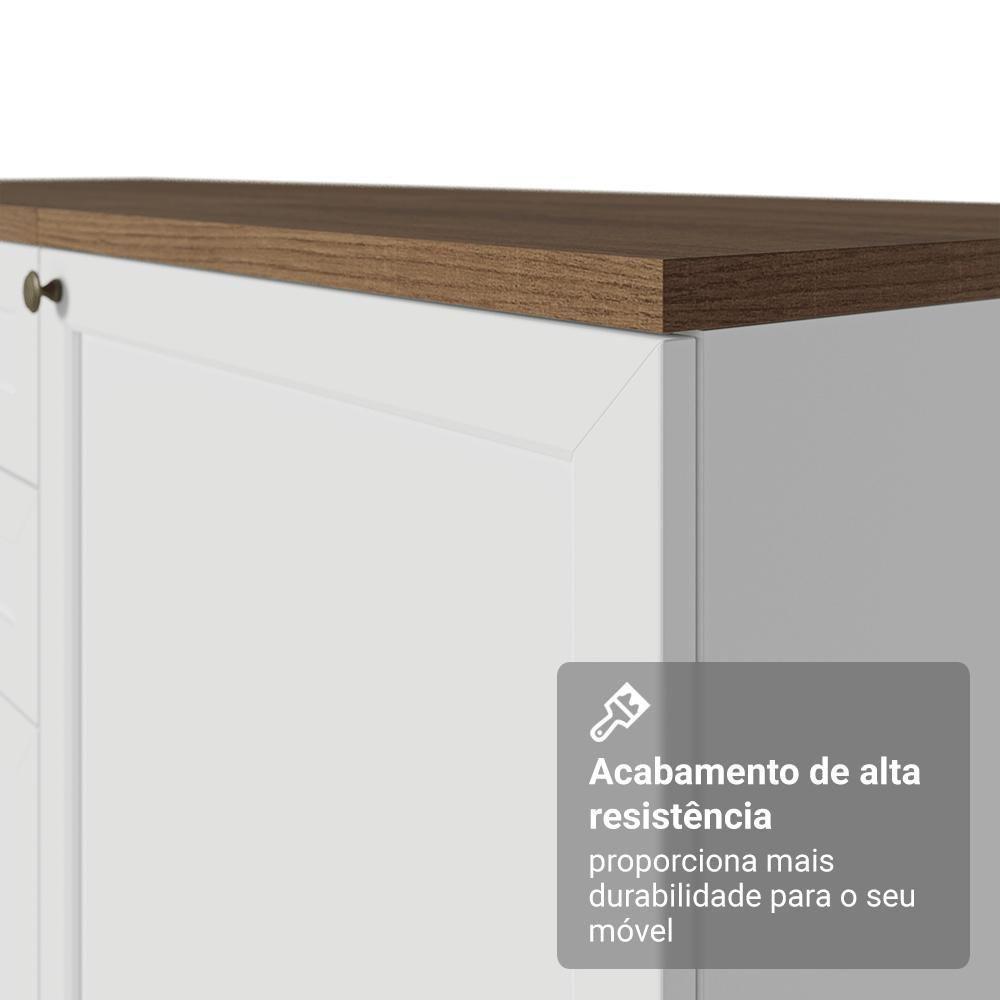 Balcão De Cozinha 120 Cm 2 Portas Branco Tampo Rustic Vik Madesa Branco/rustic - 8