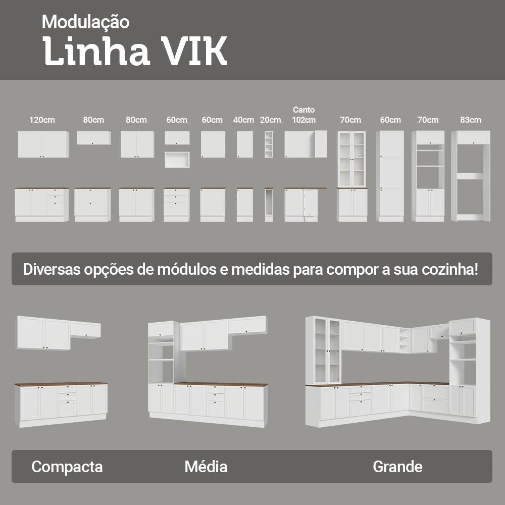 Balcão De Cozinha 120 Cm 2 Portas Branco Tampo Rustic Vik Madesa Branco/rustic - 10