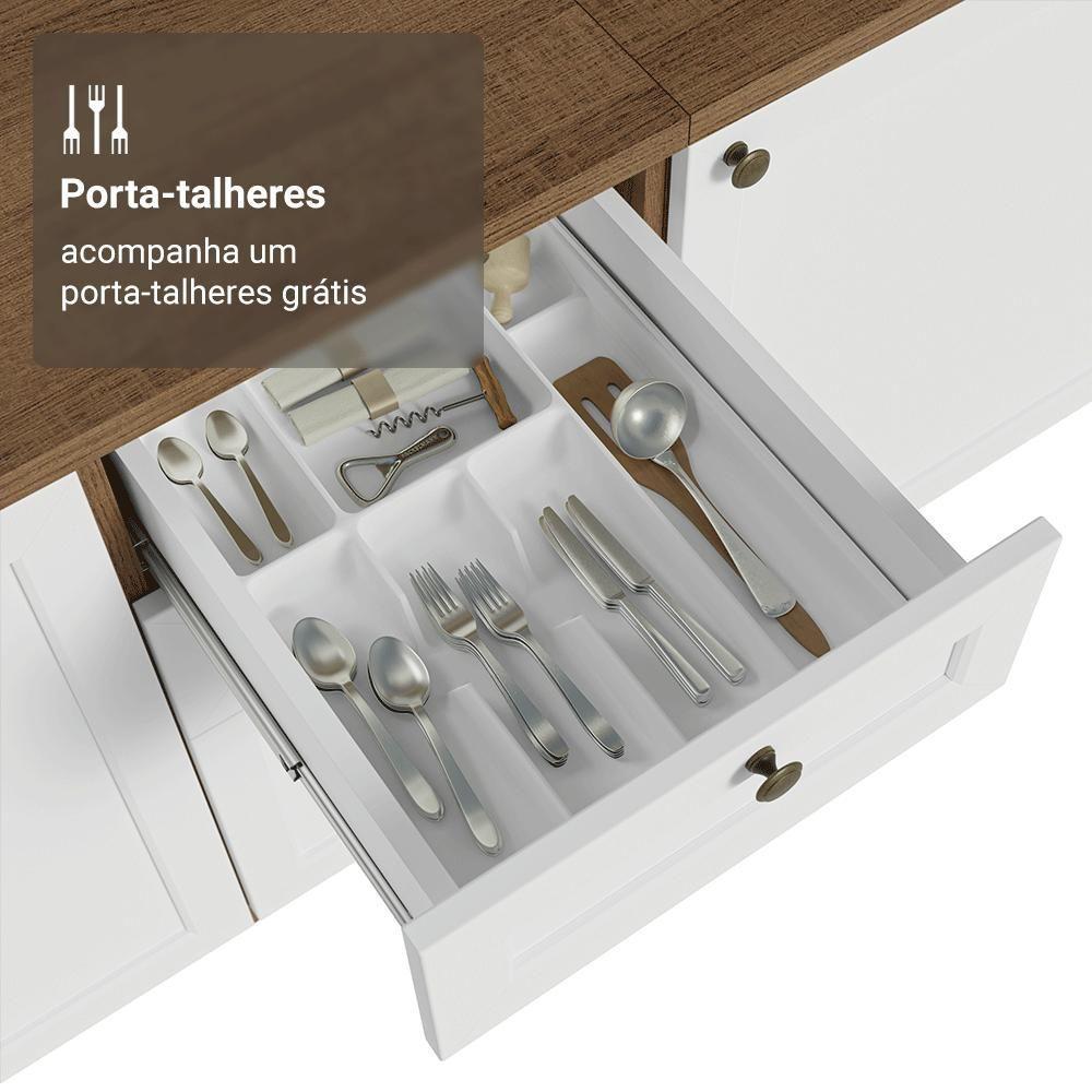 Balcão De Cozinha 40 Cm 3 Gavetas Rustic/branco Vik Madesa Rustic/branco - 8