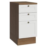 Balcão De Cozinha 40 Cm 3 Gavetas Rustic/branco Vik Madesa Rustic/branco - 1