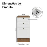 Balcão De Cozinha 40 Cm 3 Gavetas Rustic/branco Vik Madesa Rustic/branco - 2