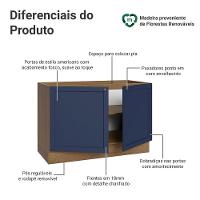 Balcão Gabinete De Pia 120 Cm (sem Tampo) Rustic/azul Vik Madesa Rustic/azul - 3