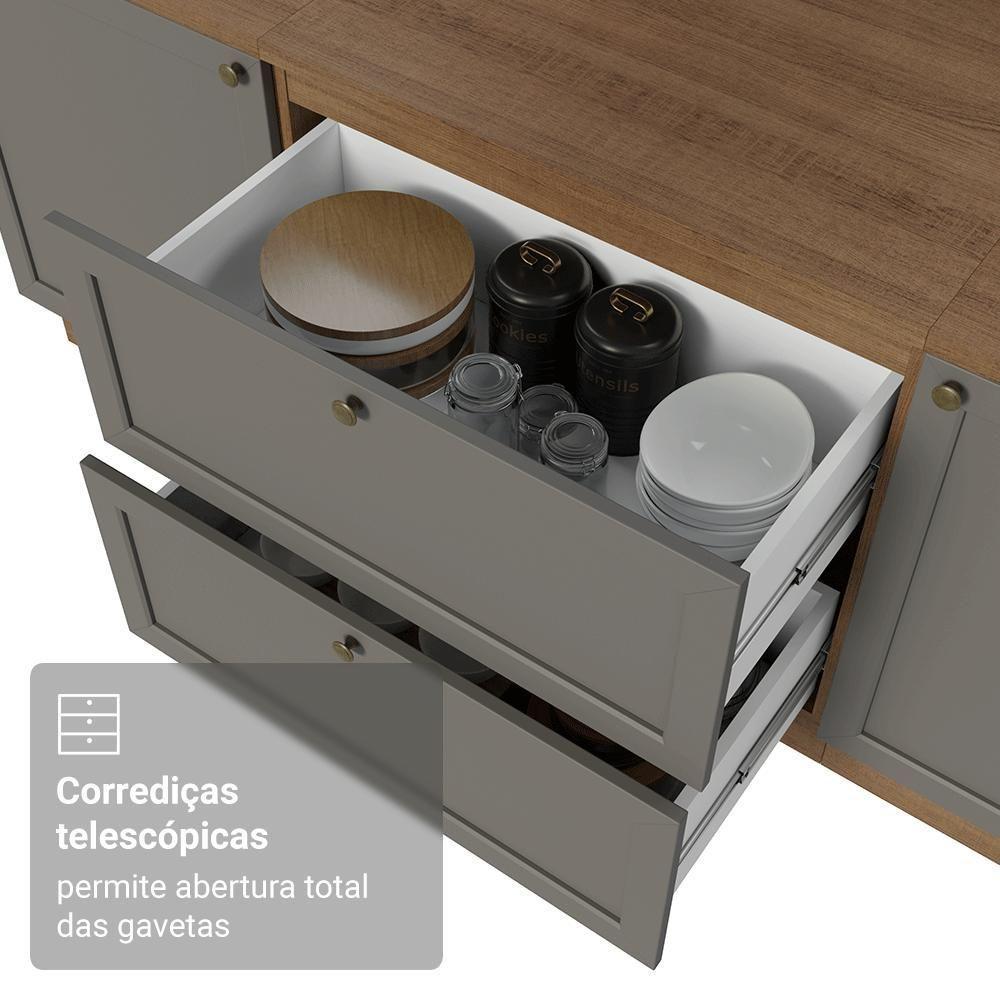 Balcão De Cozinha 80 Cm 2 Gavetas Rustic/cinza Vik Madesa Rustic/cinza - 10