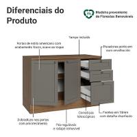 Balcão De Cozinha 120 Cm 2 Portas 3 Gavetas Rustic/cinza Vik Madesa Rustic/cinza - 3