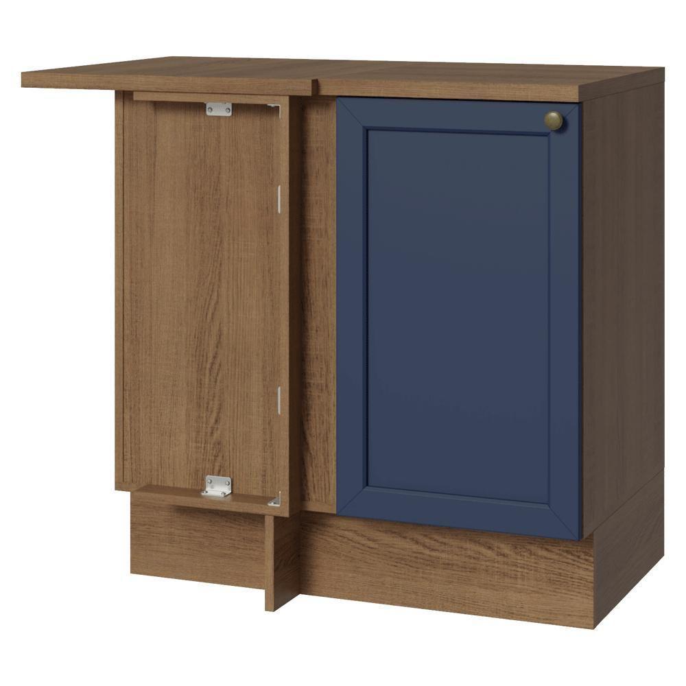 Balcão De Canto 1 Porta Rustic/azul Vik Madesa Rustic/azul - 1