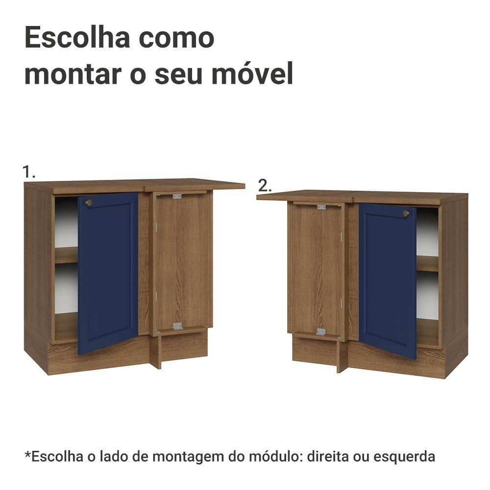 Balcão De Canto 1 Porta Rustic/azul Vik Madesa Rustic/azul - 4