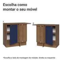 Balcão De Canto 1 Porta Rustic/azul Vik Madesa Rustic/azul