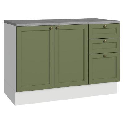 Balcão De Cozinha 120 Cm 2 Portas 3 Gavetas Branco/verde Vik Madesa Branco/verde