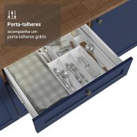 Balcão De Cozinha 60 Cm 3 Gavetas Rustic/azul Vik Madesa Rustic/azul - 5