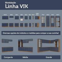 Balcão De Cozinha 60 Cm 3 Gavetas Rustic/azul Vik Madesa Rustic/azul - 7