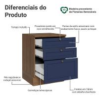Balcão De Cozinha 60 Cm 3 Gavetas Rustic/azul Vik Madesa Rustic/azul - 10