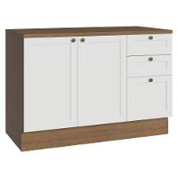Balcão De Cozinha 120 Cm 2 Portas 3 Gavetas Rustic/branco Vik Madesa Rustic/branco - 1