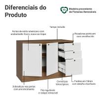 Balcão De Cozinha 120 Cm 2 Portas 3 Gavetas Rustic/branco Vik Madesa Rustic/branco - 8