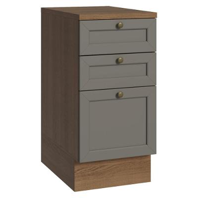 Balcão De Cozinha 40 Cm 3 Gavetas Rustic/cinza Vik Madesa Rustic/cinza