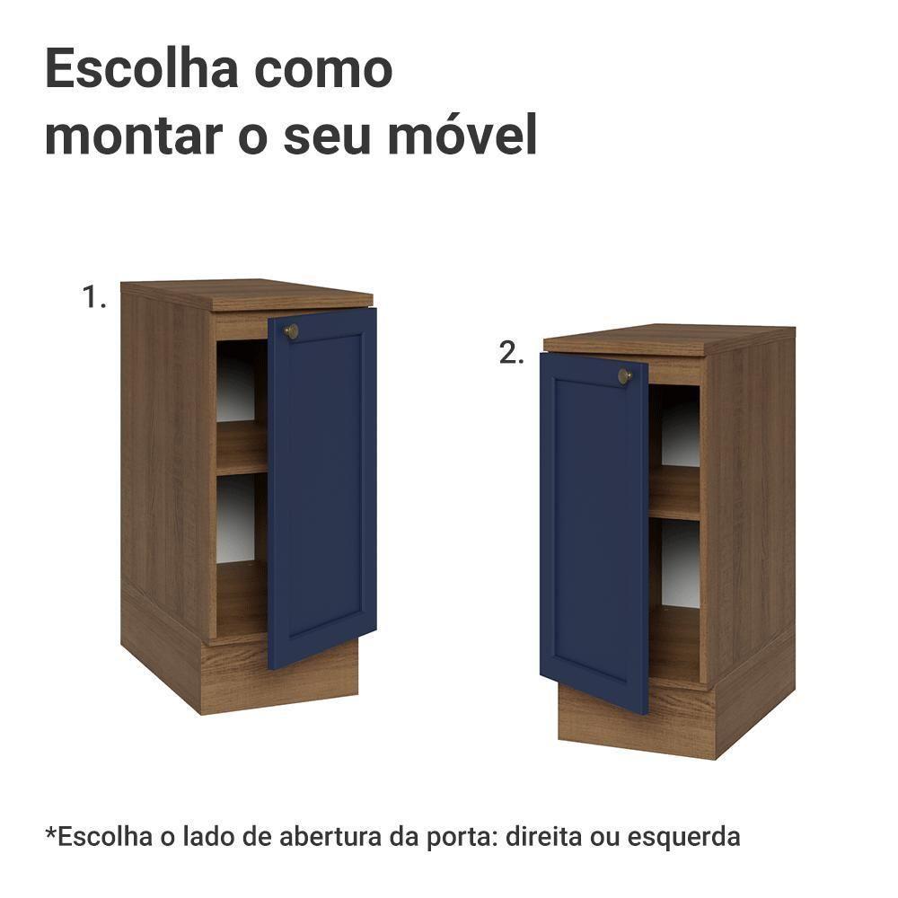 Balcão De Cozinha 35 Cm 1 Porta Rustic/azul Vik Madesa Rustic/azul - 4