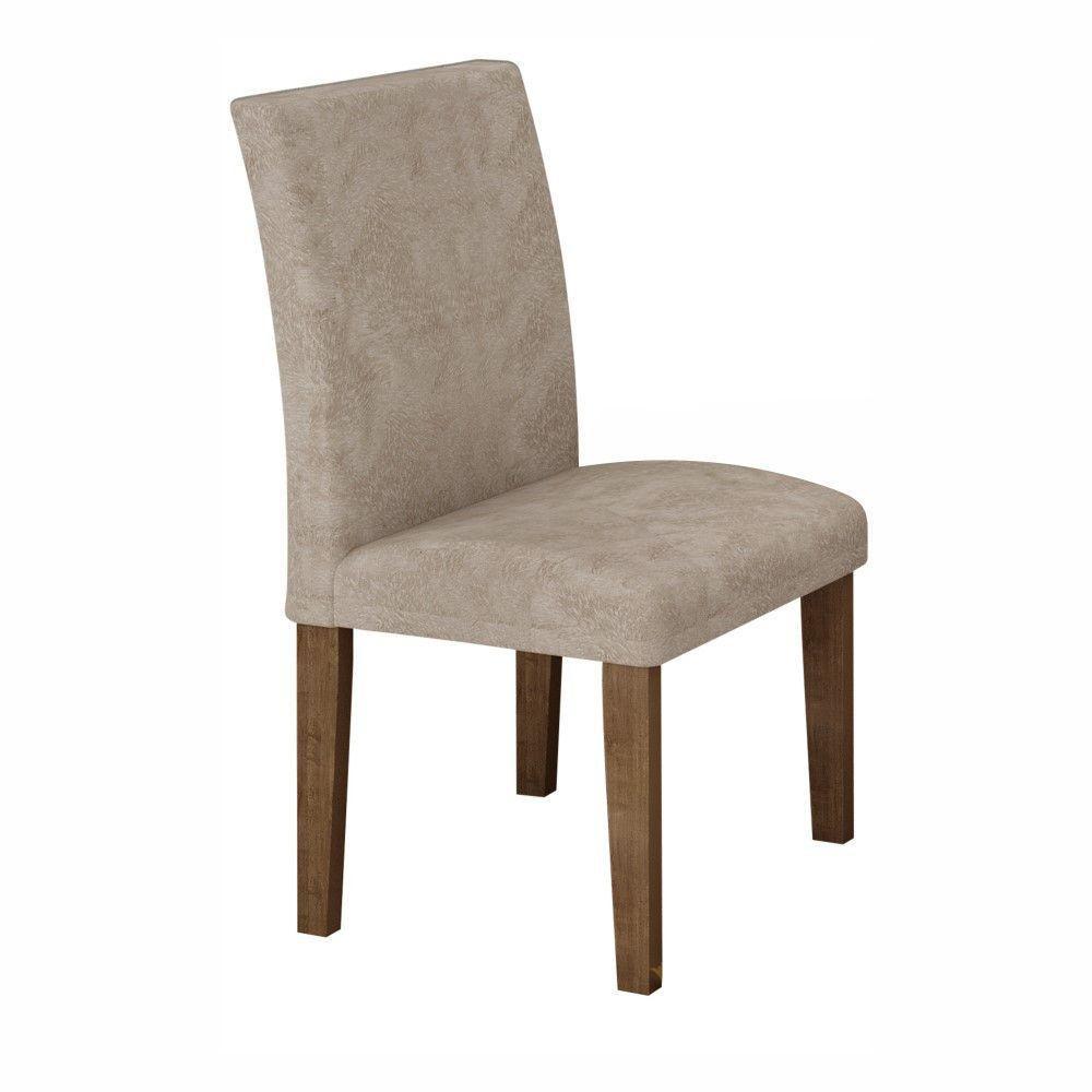 Conjunto Sala De Jantar Mesa Chocolate Com Suede Pena Bege Tampo De Vidro E 6 Cadeiras - 4