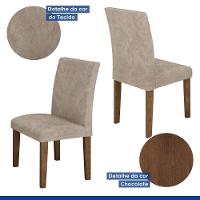 Conjunto Sala De Jantar Mesa Chocolate Com Suede Pena Bege Tampo De Vidro E 6 Cadeiras - 5