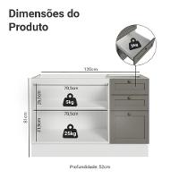 Balcão De Pia 120 Cm 2 Portas 3 Gavetas (sem Tampo) Branco/cinza Vik Madesa Branco/cinza - 2
