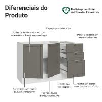 Balcão De Pia 120 Cm 2 Portas 3 Gavetas (sem Tampo) Branco/cinza Vik Madesa Branco/cinza - 3