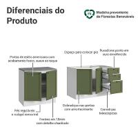 Kit Com 2 Balcões De Cozinha 3 Gavetas 4 Portas (sem Tampo E Pia) Branco/verde Vik Madesa 01 Branco/verde
