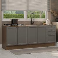 Kit Com 2 Balcões De Cozinha 3 Gavetas 4 Portas (sem Tampo E Pia) Rustic/cinza Vik Madesa 01 Rustic/cinza - 1
