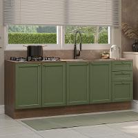 Kit Com 2 Balcões De Cozinha 3 Gavetas 4 Portas (sem Tampo E Pia) Rustic/verde Vik Madesa 01 Rustic/verde - 1